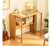 Scrivania moderna da ufficio da 33" L per computer con base in legno e funzione pieghevole, rettangolare, per la casa, la scrittura e il lavoro, per soggiorno, aula, sala studio - Senza sedie, natura