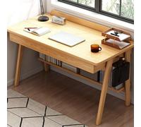 Scrivania moderna della metà del secolo con 2 cassetti portaoggetti da 119 cm in rovere per casa ufficio studio scrivania elegante finitura noce compatta per piccoli spazi