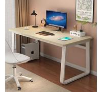 Scrivania moderna e semplice, struttura in acciaio spesso per una stabilità portante, piano del tavolo con venature del legno, può ospitare un computer per lo studio in ufficio, vari stili