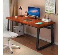 Scrivania moderna e semplice, struttura in acciaio spesso per una stabilità portante, piano del tavolo con venature del legno, può ospitare un computer per lo studio in ufficio, vari stili