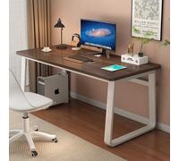 Scrivania moderna e semplice, struttura in acciaio spesso per una stabilità portante, piano del tavolo con venature del legno, può ospitare un computer per lo studio in ufficio, vari stili