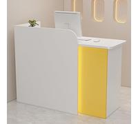 Scrivania moderna gialla con cassetto chiudibile a chiave, 110 cm, bancone per la sicurezza, ideale per uffici e negozi, soluzione elegante per il servizio clienti