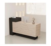 Scrivania moderna in legno con contenitore chiudibile a chiave, perfetta per uffici e soggiorni, design elegante per ambienti professionali