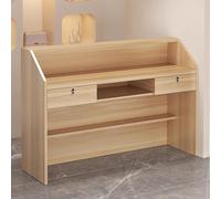 Scrivania moderna in legno di noce chiaro, 80 cm, bancone da ufficio con blocco per statistica frontale, per ufficio, salone di bellezza o uso professionale