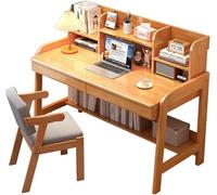 Scrivania moderna in legno massello, stile metà secolo, per casa e ufficio, con cassettiera e cassetti, stazione di lavoro multiuso per computer per piccole camere da letto e appartamenti (colore