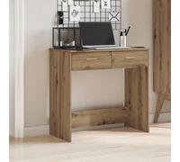 Scrivania Moderna in Legno Multistrato Rovere Artigianale 80x40x75 cm con 2 Cassetti - Scrivania per Studio, Camera da Letto o Ufficio - Design Compatto, Materiale Durevole, Facile da Pulire