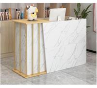 Scrivania moderna in legno per negozi e supermercati, elegante bancone per ricevimenti con cassetto portaoggetti, per negozi di abbigliamento e piccole imprese (colore marmo, 120 x 40 x 90 cm)