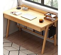 Scrivania moderna Mid Century in noce per casa e ufficio, postazione di lavoro per computer con 2 cassetti e mensola, elegante finitura in rovere per un ambiente di lavoro produttivo