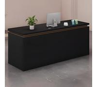 Scrivania moderna nera con illuminazione LED nascosta, 100 cm, spazioso bancone anteriore, per ufficio e aree di attesa, design elegante per spazi di lavoro eleganti e ambienti professionali