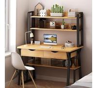 Scrivania moderna per computer con ripiani superiori, tavolo da lavoro per casa e ufficio, per imparare e scrivere, scrivania da studio con ripiano portaoggetti.