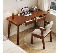Scrivania moderna per computer in noce con 2 cassetti, scrivania ergonomica in legno massello per casa, ufficio e studio per una maggiore produttività e comfort