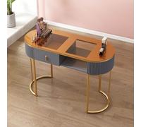 Scrivania moderna per nail tech, con cassetti e armadietto, stazione manicure professionale per nail artist, spa e salone di bellezza, design in legno per uso domestico e salone di bellezza