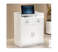 Scrivania moderna per reception, 100/120 cm, con serratura e cassetto frontale, elegante tavolo per la cassa e per la vendita al dettaglio, tavolo versatile per saloni e negozi.