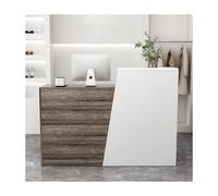 Scrivania moderna per reception con bancone e cassetti, elegante scrivania da ufficio per vendita al dettaglio con orientamento a sinistra (140 cm), design elegante per ambienti professionali