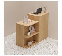 Scrivania moderna per reception con cassetti bloccabili a tre sezioni binari in metallo doppio piano di lavoro rinforzato ideale per negozi di abbigliamento aree di accoglienza.