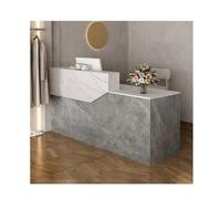 Scrivania moderna per reception, con cassetti chiudibili, elegante design per ufficio, salone, negozio, clinica e bancone della casa, D Right_L280 cm