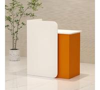Scrivania moderna per reception con cassetti chiudibili per salone, checkout, ufficio, bianco e arancione, 139,7 cm