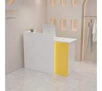 Scrivania moderna per reception, con cassetti e armadietti chiudibili, colore giallo, per sale aziendali, hotel e negozi di abbigliamento, 90 x 50 x 100 cm, elegante e funzionale