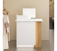 Scrivania moderna per reception, con cassetti e luci LED, elegante bancone e tavolo per la vendita al dettaglio per uffici piccoli spazi e aree di servizio clienti