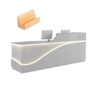 Scrivania moderna per reception con cassetto bloccabile, ampi fori per la gestione dei cavi, ideale per uffici e spazi commerciali (B Right_220 x 60 x 100 cm)