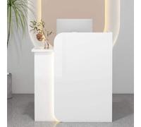 Scrivania moderna per reception, con cassetto bloccabile, banco di vendita al dettaglio, registratore di cassa, postazione computer per saloni, boutique e spa, mobili per receptionist dal design