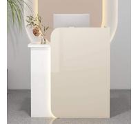Scrivania moderna per reception con cassetto bloccabile, supporto per banco pagamenti al dettaglio, armadietto per computer, piccola scrivania per ufficio, salone, boutique, spa, colore: bianco caffè