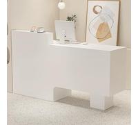 Scrivania moderna per reception con cassetto chiudibile a chiave e ampio spazio per riporre la cassa, per negozi e saloni, design dritto, colore bianco, 110 x 50 x 105 cm