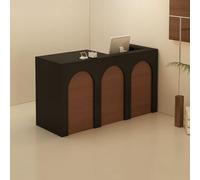 Scrivania moderna per reception, con cassetto, chiudibile a chiave, passacavi per ingresso e casse