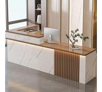 Scrivania moderna per reception con display a LED e cassetti bloccabili per la vendita al dettaglio, tavolo da cassa per ufficio, con gestione dei cavi, grande mobile da reception in legno