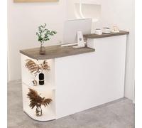 Scrivania moderna per reception, con gestione dei cavi e cassetti di bloccaggio, elegante tavolo da ufficio per la hall e il salone, 110 cm, colore: grigio