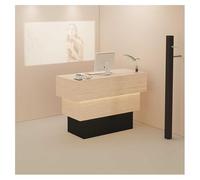 Scrivania moderna per reception, con luce, banco paga per la vendita al dettaglio, scrivania per ufficio e receptionist, con passacavi, di piccole dimensioni (120 cm), per uso aziendale