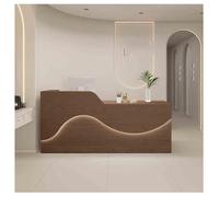 Scrivania moderna per reception, con serratura e ripiani, elegante, per ufficio e vendita al dettaglio, finitura marrone, 120 x 60 x 100 cm, elegante mobile per uso aziendale