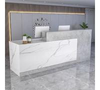 Scrivania moderna per reception, elegante bancone anteriore per uffici, facile da montare, in legno ingegnerizzato, design contemporaneo per spazi professionali, perfetto per aree di attesa