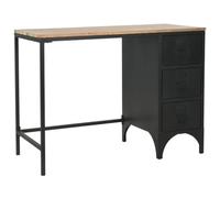 Scrivania Moderna per Ufficio con 3 Cassetti, Legno Massello di Abete e Telaio in Acciaio, 100x50x76 cm, Scrivania Base Singola per Studio o Casa, Design Industriale, Facile da Montare