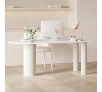 Scrivania moderna per ufficio, grande scrivania per computer da ufficio in pietra sinterizzata bianca, tavolo da conferenza, scrivania per riunioni con gambe robuste per la casa (51" L x 27,5" P 29,5