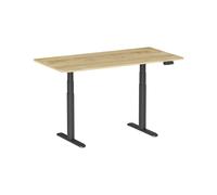Scrivania Motorizzata Kimex 150x75 cm Legno Chiaro Base Nera USB-C