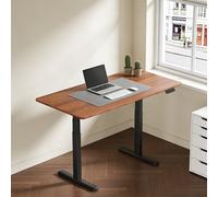 Scrivania Motorizzata Kimex 150x75 cm Noce Bordi Arrotondati Base Nera
