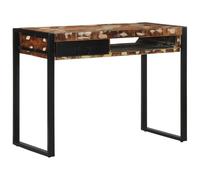 Scrivania Multicolore 100x50x75 cm in Legno Massello Recupero - Rustic Wooden Desk for Home Office & Study Room with Metal Legs, Spacious Storage, Unique Reclaimed Teak Mango Pine Wood Design