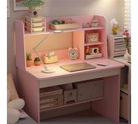 Scrivania multifunzione con gabbia, tavolo da studio rosa e libreria per attività domestiche, dormitorio, studenti delle scuole elementari e secondarie, soluzione versatile per riporre oggetti