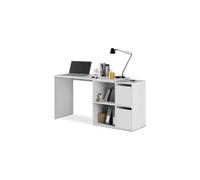 Scrivania Multiposizione Angolare O Dritta Reversibile Con 4 Ripiani Chiusi Vani A Giorno Ufficio Studio Casa Gaming Design Moderno Minimal 152 x 49 x 74 Cm Bianco