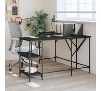 Scrivania Nera 139x139x75 cm in Legno Multistrato - L-Shaped Computer Desk with Adjustable Feet, Spacious Storage Shelf, Sturdy Metal Frame for Home Office, Study Room, and Small Spaces
