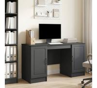 Scrivania nera, 142,5 x 50 x 75 cm, in legno, set di mobili con vano | Scomparti portaoggetti, scaffali, salvaspazio, facile da pulire, versatile, struttura robusta