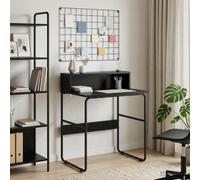 Scrivania nera 60 x 50 x 91 cm in legno e acciaio | legno e acciaio, scomparti integrati nella base, piano del tavolo fino a 60 kg, per ufficio domestico e camera da letto