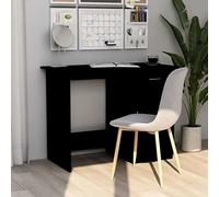 Scrivania Nera Moderna 100x50x76 cm con Cassetto e Anta, Scrivania per Ufficio Piccolo o Camera, Scrittoio in Legno Multistrato Resistente, Facile da Pulire, Ideale per Casa e Dormitorio