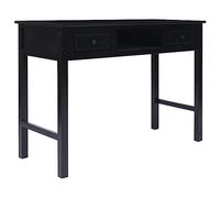 Scrivania Nera Moderna 108x45x76 cm in Legno Massello di Paulownia con 2 Cassetti, Scrivania per Ufficio e Casa, Ampio Piano di Lavoro, Design Elegante e Funzionale