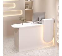 Scrivania ovale per reception, con luci a LED, cassetti e armadietti, per corridoio, soggiorno, ufficio, supermercato, hotel, banco cassa