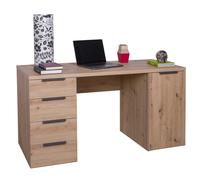 Scrivania PACIANO con 4 cassetti e 1 anta in laminato, LAP 146x75,4x59,6 cm