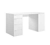 Scrivania PACIANO con 4 cassetti e 1 anta in laminato, LAP 146x75,4x59,6 cm