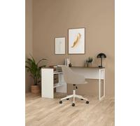 Scrivania Patience, Scrittoio Multiuso, Tavolo per Ufficio Porta PC, Piano di Lavoro, 145x81 h77 cm, Bianco e Noce
