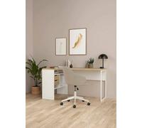 Scrivania Patience, Scrittoio Multiuso, Tavolo per Ufficio Porta PC, Piano di Lavoro, 145x81 h77 cm, Bianco e Quercia